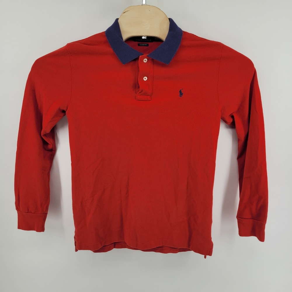Polo‎ Ralph Lauren Long Sleeve Polo Shirt Large (14-16) Red Classic Fit Boys
